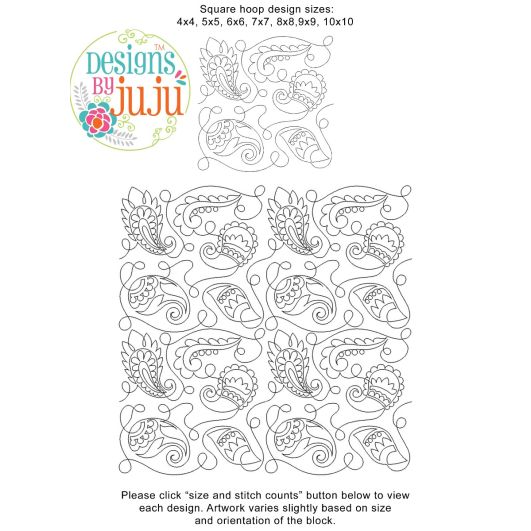 Swirly Paisley End-to-End Quilting Design | Machine Embroidery Designs by JuJu