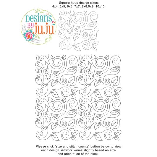 Swirly Vines End-to-End Quilting Embroidery Design | Machine Embroidery Designs by JuJu