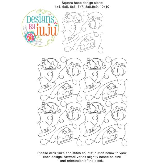 Turkey Day 2 End to End Quilting Digital Machine Embroidery Designs by JuJu 