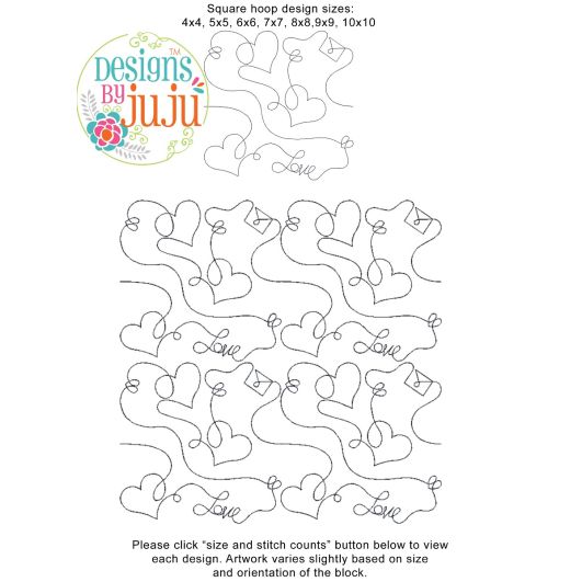 Valentines 1 End-to-End Quilting | Machine Embroidery Designs by JuJu