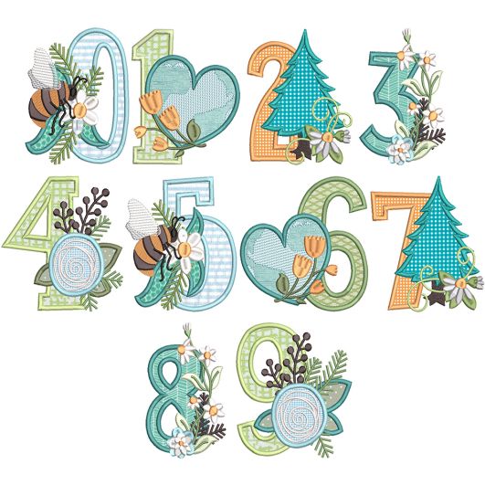 Earth Love Numbers | Machine Embroidery Designs by JuJu