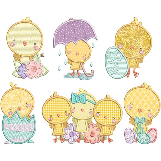 Easter Chicks Applique | Machine Embroidery Designs by JuJu