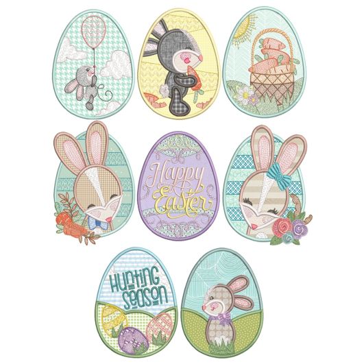 Easter Egg Scenes Applique Machine Embroidery Designs by JuJu 