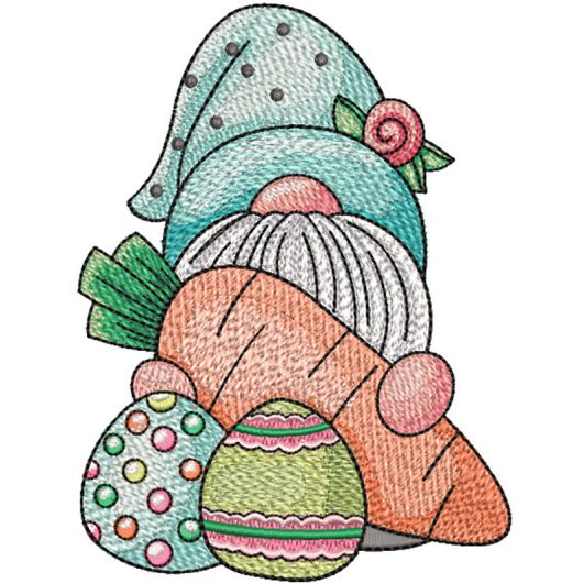 Easter Gnome Carrot Eggs | Machine Embroidery Designs by JuJu