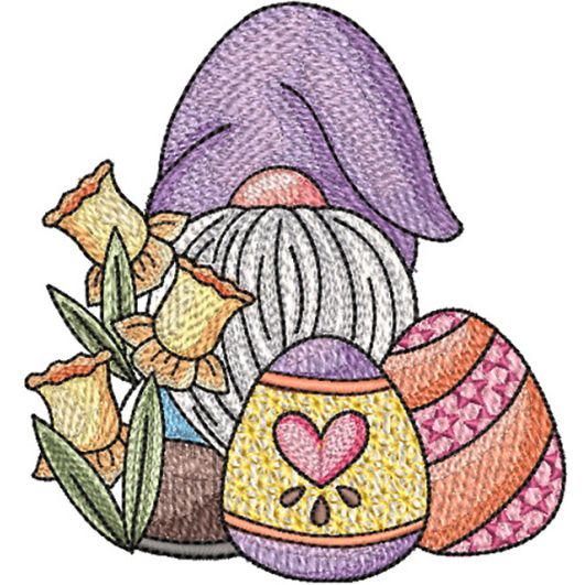 Easter Gnome Eggs Daffodils | Machine Embroidery Designs by JuJu