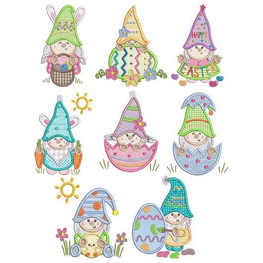 Easter Gnomes Machine Embroidery Designs by JuJu