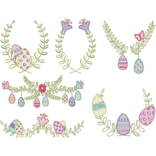 Easter Laurels Set 1 Machine Embroidery Designs by JuJu