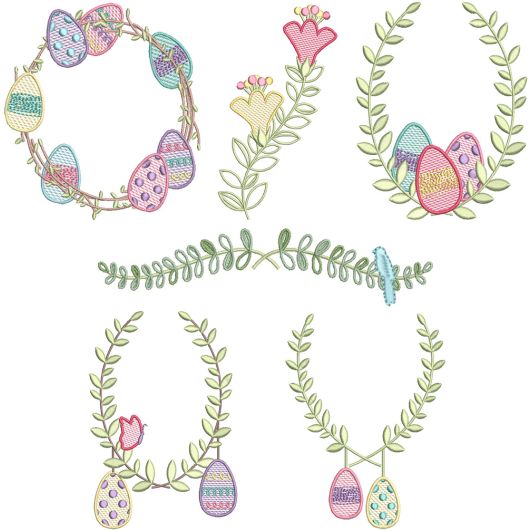 Easter Laurels Set 2 Machine Embroidery Designs by JuJu