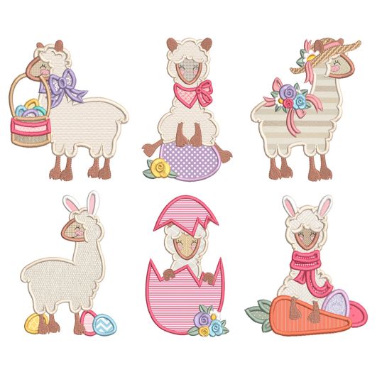 Easter Llamas Applique Machine Embroidery Designs by JuJu 