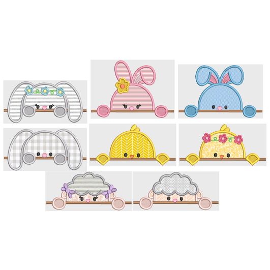 Easter Peekers Applique Machine Embroidery Designs by JuJu 