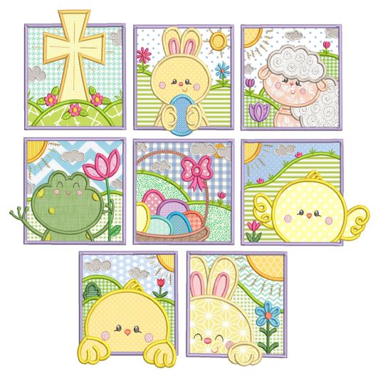 Easter Squares 1 Machine Embroidery Designs By JuJu