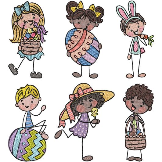 Easter Stix People Digital Embroidery Designs by JuJu