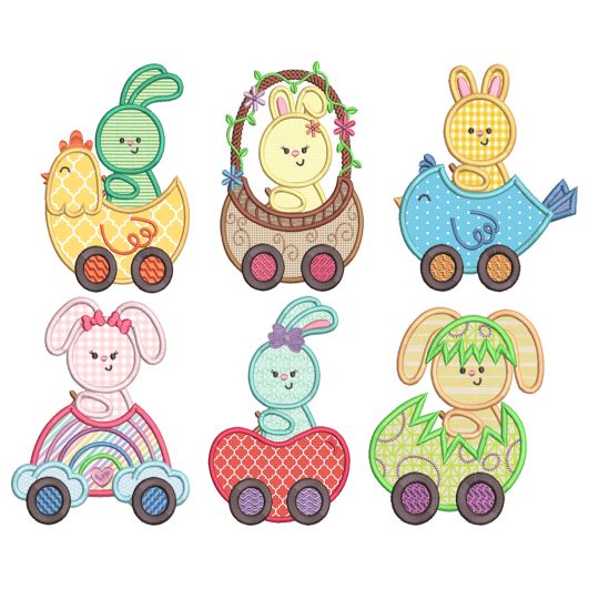Easter Vroom Applique 1 Machine Embroidery Designs by JuJu