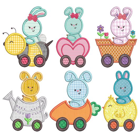 Easter Vroom Applique 3 Machine Embroidery Designs by JuJu 