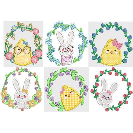Easter Wreaths Digital Embroidery Designs by JuJu
