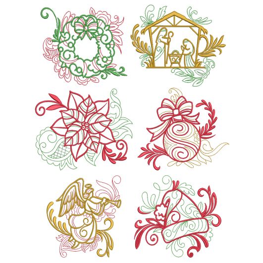 Elegant Christmas Motifs 2 Machine Embroidery Designs by JuJu