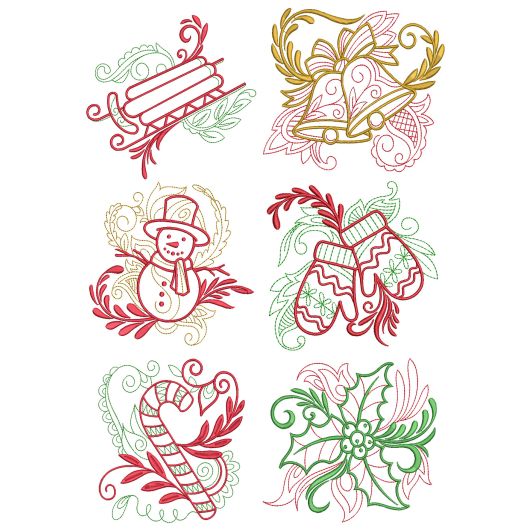 Elegant Christmas Motifs 3 Machine Embroidery Designs by JuJu