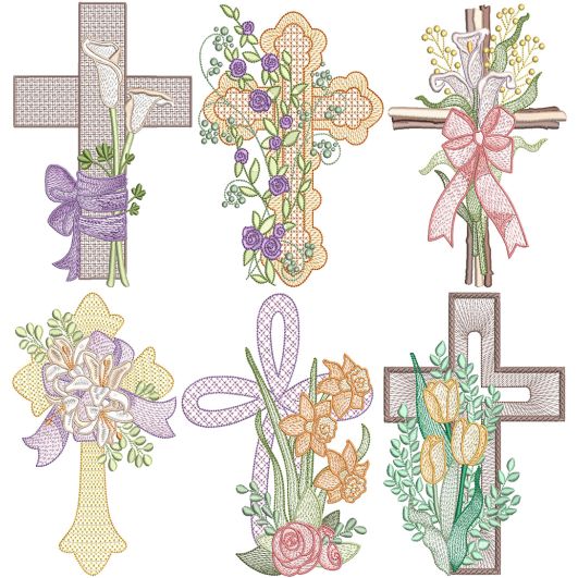 Elegant Easter Crosses | Machine Embroidery Designs by JuJu