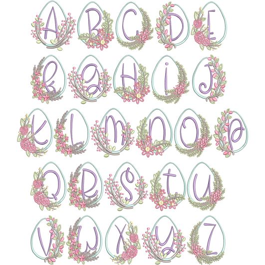 Elegant Easter Egg Alphabet | Machine Embroidery Designs by JuJu