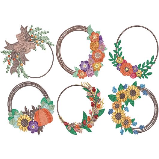 Elegant Fall Wreaths | Machine Embroidery Designs by JuJu