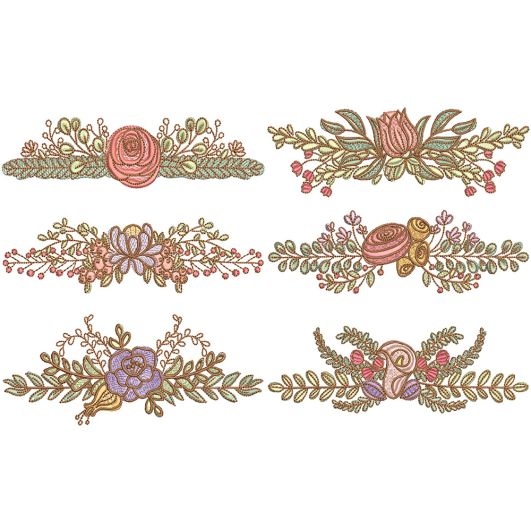 Elegant Floral Borders | Machine Embroidery Designs by JuJu