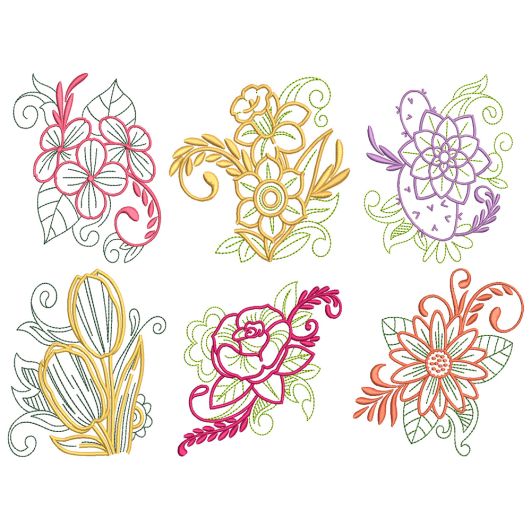 Elegant Floral Motifs 1 Machine Embroidery Designs by JuJu
