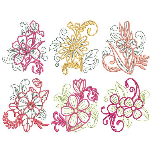 Elegant Floral Motifs 2 Machine Embroidery Designs by JuJu