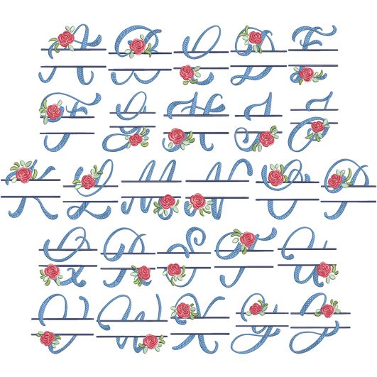 Elegant Floral Split Alphabet | Machine Embroidery Designs by JuJu