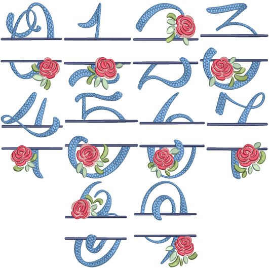 Elegant Floral Split Numbers | Machine Embroidery Designs by JuJu