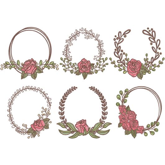Elegant Rose Wreaths | Machine Embroidery Designs by JuJu