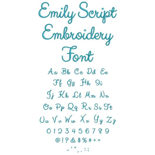 Emily Script Font Machine Embroidery Designs by JuJu