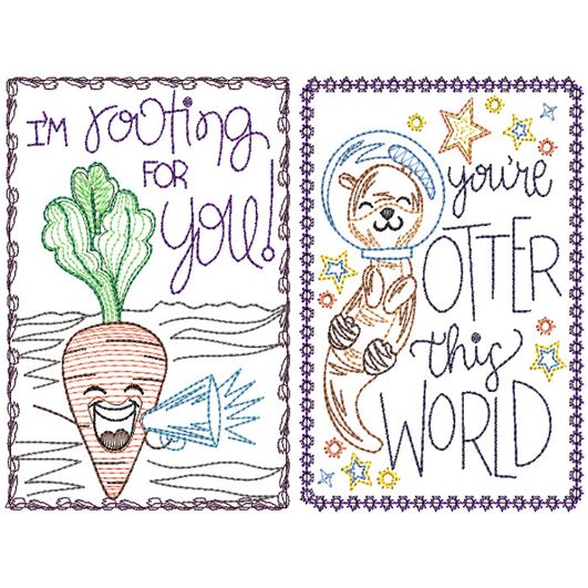 Encouragement Greeting Cards | Machine Embroidery Designs by JuJu