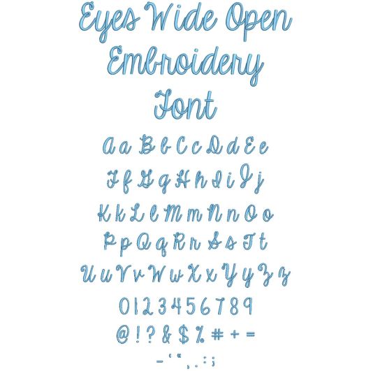 Eyes Wide Open Embroidery Font | Machine Embroidery Designs by JuJu