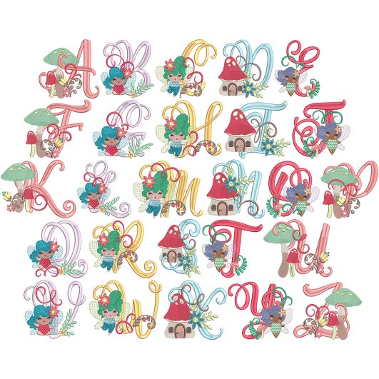 Fairy Alphabet | Machine Embroidery Designs by JuJu