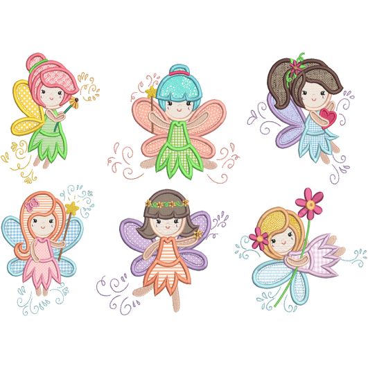 Fairy Friends Applique Machine Embroidery Designs by JuJu 