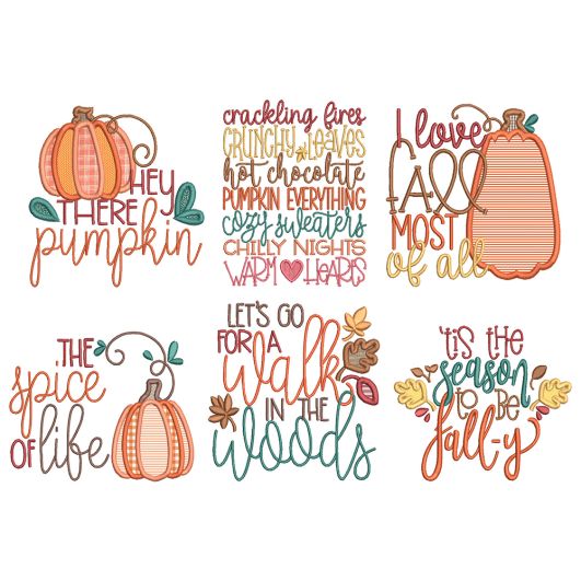 Fall Fun Word Art 2 Machine Embroidery Designs by JuJu

