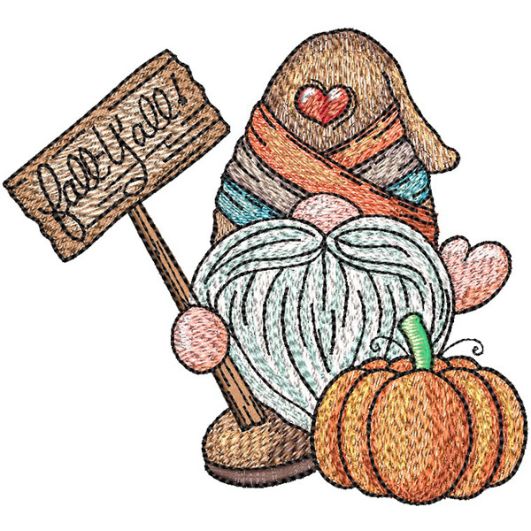 Fall Y'all Gnome | Machine Embroidery Designs by JuJu