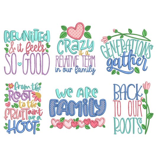 Family Reunion Sayings 2 Machine Embroidery Designs by JuJu
