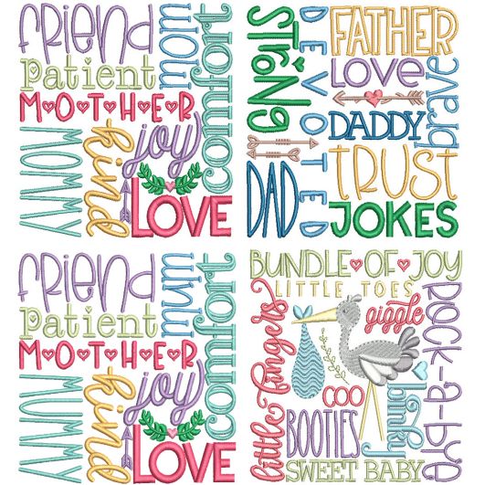 Family Subway Art 1 | Machine Embroidery Designs by JuJu