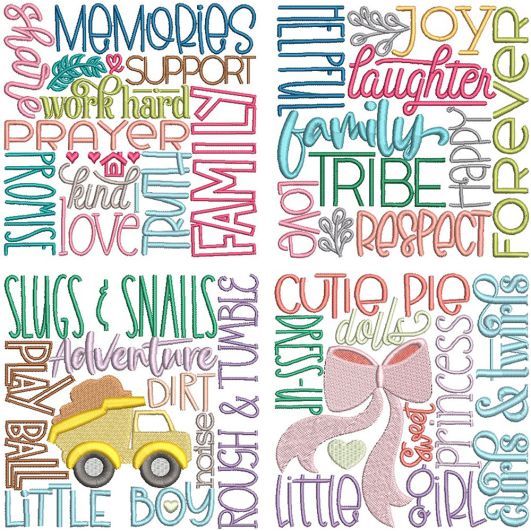 Family Subway Art 4 | Machine Embroidery Designs by JuJu