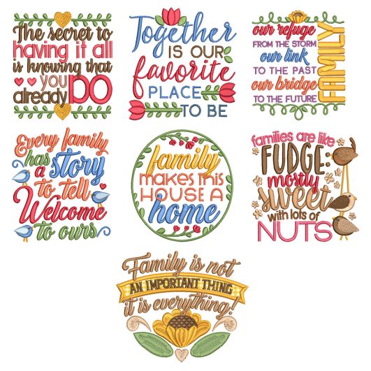 Family Word Art 1 Machine Embroidery Designs By JuJu

