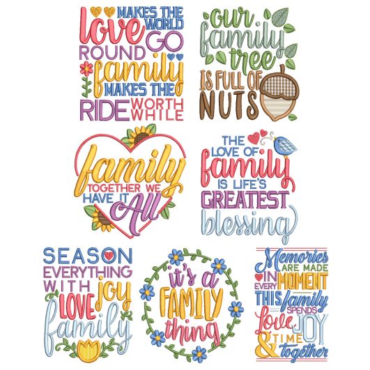 Family Word Art 2 Machine Embroidery Designs By JuJu