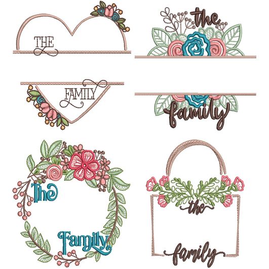 Family Wreaths 3 | Machine Embroidery Designs by JuJu