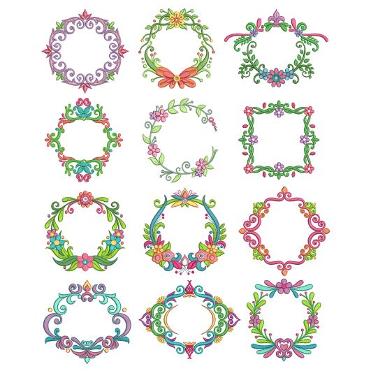Fancy Monogram Frames Machine Embroidery Designs by JuJu