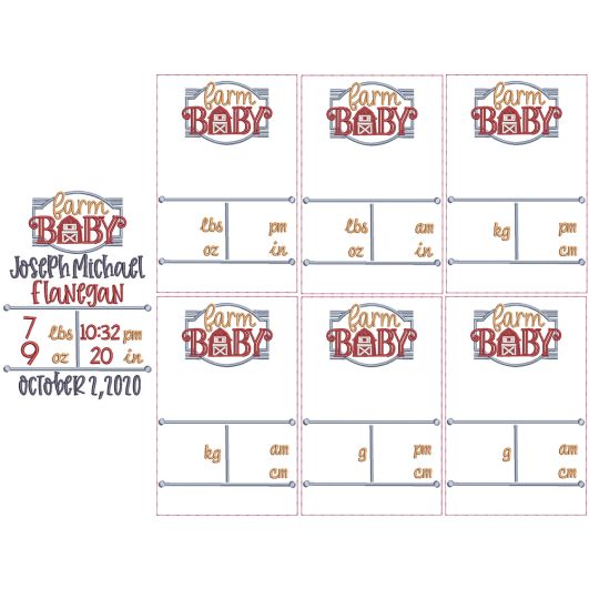 Farm Baby Birth Announcement Template Machine Embroidery Designs by JuJu