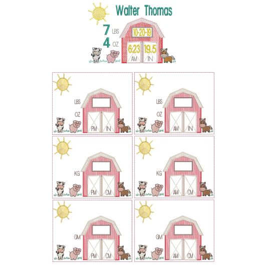 Farm Birth Announcement Template Machine Embroidery Designs by JuJu
