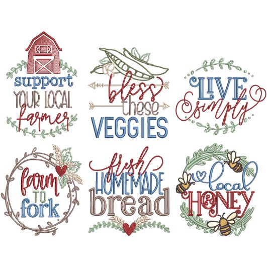 Farm Fresh 7 | Machine Embroidery Designs by JuJu