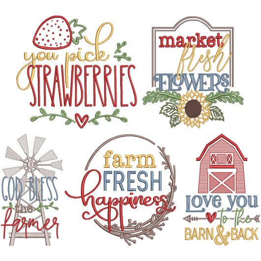 Farm Fresh 8 | Machine Embroidery Designs by JuJu