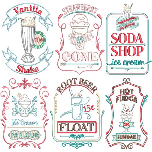 Farm Fresh Ice Cream Parlour Machine Embroidery Designs by JuJu