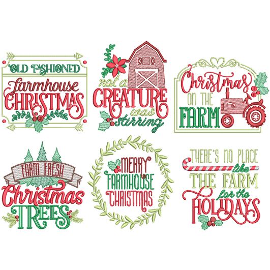 Farmhouse Christmas 2 Digital Embroidery Machine Designs by JuJu